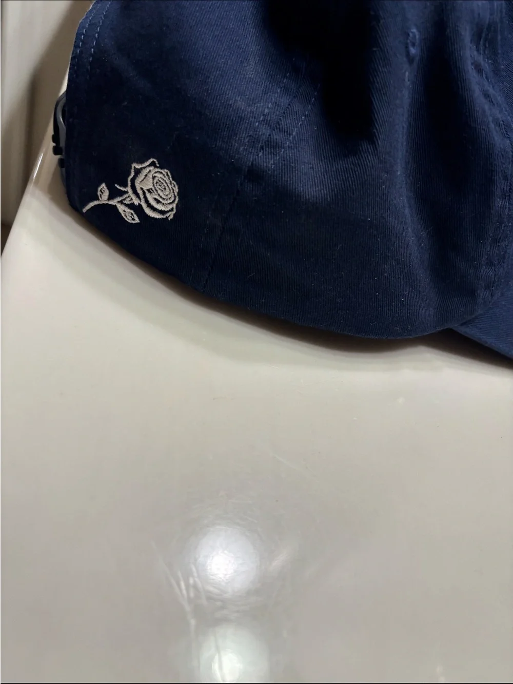 Zara Navy Baseball Cap with Cream Embroidery